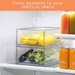 Sorbus Medium Clear Storage Drawers (2 Pack) – Stackable Organizer Drawers for Fridge, Pantry, Kitchen – Pull-Out Storage Bins with Handles, Slide Out Acrylic Drawers - Image 4
