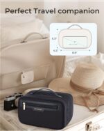 BAGSMART Travel Makeup Bag, Make Up Bag with Multiple Compartments for Organizer, Durable & Compact Cosmetic Organizer for Women for Travel Accessories (Black - Image 3