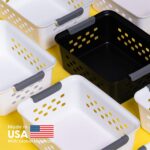 IRIS USA Plastic Storage Baskets, 6-Pack, Made in USA, Shelf Baskets Small Baskets Organizing Bins For Pantry Countertops Closet Shelves Office, Muti-Purpose, Nestable, Easy Carry, White - Image 3