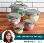 Rachael Ray Leak-Proof Nestable Container Food Storage Bin Set, 10-Piece, Clear with Gray Lids - Image 4
