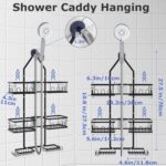 Dotpilgo Shower Caddy Hanging Upgraded Adjustable Rustproof Shower Caddy Shower Organizer for Over Handheld or Fixed Shower Heads with Hooks Soap Holder Toothbrush Holder - Image 3