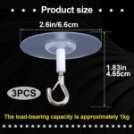 Mxxipp 3 Pack Self-Adhesive Ceiling Hooks for Hanging, Sticky No-Drill Ceiling Discs with Iron Hook, Transparent Wall Balloon Hanger for Wedding Birthday Party Christmas Decorations - Image 3