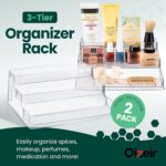 Oizeir Clear Spice Rack (2-Pack) – 3-Tier Acrylic Organizer for Cabinet – Deep Spice Shelf – 10.4 x 9.6 x 4 Inches – Holds Seasoning and Condiments - Image 3