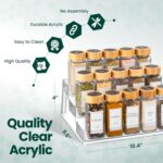 Oizeir Clear Spice Rack (2-Pack) – 3-Tier Acrylic Organizer for Cabinet – Deep Spice Shelf – 10.4 x 9.6 x 4 Inches – Holds Seasoning and Condiments - Image 4