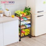 SWTYMIKI Can Organizer for Pantry - Stackable Rolling Snack Cart, Soda Can Organizer, Multi-Functional Shelf with Adjustable Wheels for Kitchen, Office, Living Room, Black - Image 4