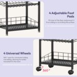 SWTYMIKI Can Organizer for Pantry - Stackable Rolling Snack Cart, Soda Can Organizer, Multi-Functional Shelf with Adjustable Wheels for Kitchen, Office, Living Room, Black - Image 5