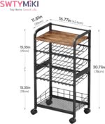 SWTYMIKI Can Organizer for Pantry - Stackable Rolling Snack Cart, Soda Can Organizer, Multi-Functional Shelf with Adjustable Wheels for Kitchen, Office, Living Room, Black - Image 6