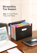 SortRax Accordion File Organizer 12 Pockets, Monthly Bill Receipt Tax Organizer, Expanding File Folders with Larger Bright Tabs, Fits Letter/A4 Size - Black - Image 5