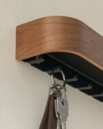Kazai. Key Holder 'Toke' | Minimalist Key Hook Design from Berlin | Modern Key Holder Wall Mount with Wooden Shelf | Key Rack for Wall as Entryway Organizer | Walnut - Image 5
