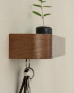 Kazai. Key Holder 'Toke' | Minimalist Key Hook Design from Berlin | Modern Key Holder Wall Mount with Wooden Shelf | Key Rack for Wall as Entryway Organizer | Walnut - Image 6