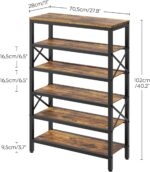 YATINEY 6-Tier Tall Shoe Rack Organizer, Wooden Shoe Storage for Closet Holds 24 Pairs, Sturdy Shoe Shelf with X-Shaped Metal Support, for Entryway, Bedroom, Rustic Brown and Black SS206BR - Image 4