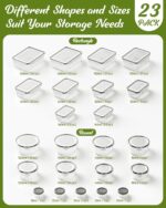 46 Piece Food Storage Containers with Lids(23 Containers & 23 Lids), BPA-Free Plastic Food Containers for Kitchen Storage and Organization, Leak Proof Meal Prep Container, Includes Labels & Pen - Image 3