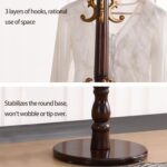 Yyzlscktt Coat Rack Freestanding, Wooden Coat Tree with Stable Round Base, Vintage Heavy Duty Coat Rack Stand with 14 Hooks, Coat Hanger Stand for Bedroom, Office, Entryway (Vintage) - Image 4