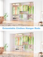 Ulif E11 Heavy-Duty Garment Rack, Metal Freestanding Clothes Rack and Closet Storage Organizer System with 8 Shelves and 4 Hanger Rods, (73.2-97.6)" W x 14.5" D x 71.2" H, Load 1034 LBS, Pink - Image 4