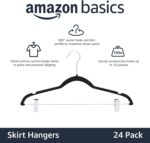 Amazon Basics Velvet, Non-Slip Skirt Clothes Hangers with Clips, Organize Pants and Skirts, Black/Silver, Pack of 24 - Image 3