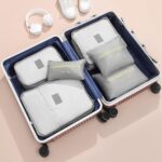 12 Set Travel Packing Cubes Luggage Packing Bags Reusable Lightweight Suitcase Organizer Cubes Set for Travel Accessories (Deep Blue+Grey) - Image 6