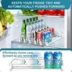 KUUKIKV Upgraded Drink Organizer for Fridge, Space-Saving Fridge Drink Organizer, Automatic Pusher Glide and Adjustable Width Drink Dispenser for Fridge - Holds Up to 25 Cans (5 Rows White) - Image 3