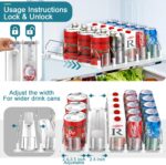 KUUKIKV Upgraded Drink Organizer for Fridge, Space-Saving Fridge Drink Organizer, Automatic Pusher Glide and Adjustable Width Drink Dispenser for Fridge - Holds Up to 25 Cans (5 Rows White) - Image 5