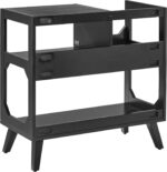 Crosley Furniture Asheville Mid-Century Modern Media Console Record Player Stand, Storage for Vinyl Records, Medium, Black - Image 4