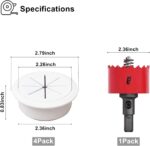 4 Pack TV Cord Hider for Wall Mounted TV, 2-3/8"(60mm Hole) Wire Hider in Wall Cable Management Kit, Includes 4 Pass Throughs and 1 Hole Saw Drill Attachment Easy to Install - Image 3