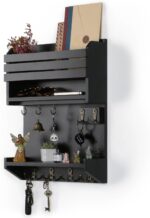 Innovation Key Holder for Wall, Wall Mounted Mail Organizer with 9 Key Hooks, Key Holder Wall Mount for Home Entryway Decor, Black - Image 3