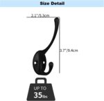 Kruodop 4Pcs Coat Hooks Wall Hooks for Hanging Heavy Duty, Wall Mounted Black Towel Hooks, Metal Single Coat Hanger with Screws Cup Retro for Coats, Handbags, Towels - Image 3