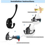 Kruodop 4Pcs Coat Hooks Wall Hooks for Hanging Heavy Duty, Wall Mounted Black Towel Hooks, Metal Single Coat Hanger with Screws Cup Retro for Coats, Handbags, Towels - Image 4