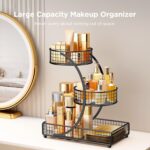 HBlife Makeup Organizer for Vanity, 3 Tier Metal Bathroom Countertop Organizers Skin Care Storage, Bathroom Counter Shelf Skincare Holder Perfume Cosmetic Display, Black - Image 3