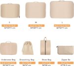 Lhelca 7 Set Packing Cubes Various Sizes Latest Double-Sided Water-Resistant Packing Organizer for Travel Accessories Luggage Carry On Suitcase Cream - Image 3