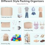 Lhelca 7 Set Packing Cubes Various Sizes Latest Double-Sided Water-Resistant Packing Organizer for Travel Accessories Luggage Carry On Suitcase Cream - Image 4