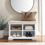 Crosley Furniture Anderson Entryway Storage Bench with Shoe Rack Organizer Shelves, White - Image 3