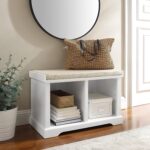 Crosley Furniture Anderson Entryway Storage Bench with Shoe Rack Organizer Shelves, White - Image 7