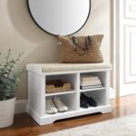 Crosley Furniture Anderson Entryway Storage Bench with Shoe Rack Organizer Shelves, White - Image 8