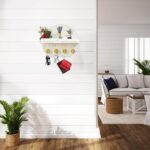 LEIRUOTM Key Holder for Wall, Key and Mail Holder Organizer - Key Holder Wall Mount with Bouquet Shelf and Key Hooks, Round Wooden Rustic Key Rack for Entryway and Home Decor (White) - Image 4