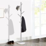 Jolitac Metal Coat Rack Stand Satin Steel Finish Stable Marble Base, High-Grade with Hooks Metal Tree Hat & Coat Hanger Floor Free Standing Wall Bedroom Easy Assembly (Satin Steel) - Image 3