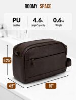 Celvetch PU Leather Toiletry Bag for Men - Water Resistant Travel Bag for Toiletries, Bathroom Essentials, Accessories - Image 3