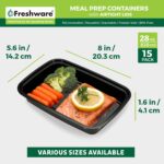 Freshware Meal Prep Containers [15 Pack] 1 Compartment Food Storage Containers with Lids, Bento Box, BPA Free, Stackable, Microwave/Dishwasher/Freezer Safe (28 oz) Black - Image 4