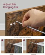 VASAGLE File Cabinet, 3 Drawers Filing Cabinet for Home Office, with Wheels, for A4, Letter Sized Documents, Hanging File Folders, Rustic Brown and Ink Black UOFC065B01 - Image 6