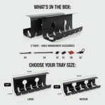 No-Drill Under Desk Cable Management Tray - 2-Pack Wire & Cord Organizer - Standing Desk Cable Management - Power Strip Holder - M - Image 3