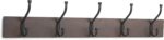 Amazon Basics Rectangular Wall-Mounted Farmhouse Metal, Coat Rack, 5 Hooks, Espresso - Image 3