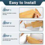 Lzerking Dresser Drawer Organizers 4.65" High, Adjustable from 12-17.5" Bamboo Deep Drawer Dividers, Expandable Organization for Clothes, Dressers, Bedroom, Kitchen Storage - Image 6