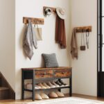 YATINEY Coat Rack Shoe Bench Set, 4-in-1 Hall Tree with Drawers, Entryway Bench with Coat Rack, Multifunctional, for Front Door, Hallway, Foyer, Rustic Brown and Black MT05BR - Image 3