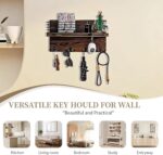 Styptika Key Holder Wall Mount, Keys Holder on Wall with Shelf, Key and Mail Holder for Wall with 4 Double Hooks for Dog Leash, Sunglasses, Bags - Musical Note Design Entryway Hanger - Image 5
