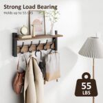 Optish Coat Rack Wall Mount with Shelf, 17.1 Inch Coat Hanger, Entryway Wall Key Holder, Hat Rack for Walls, Shelf with 5 Coat Hooks, Purse Hanger for Wall (Brown) - Image 3