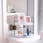 ZGO 2-Tier Bathroom Counter Organizer, Corner Skincare Organizers, Bathroom Organizer Countertop, Makeup Organizer for Vanity Storage, Bathroom Counter Storage(White) - Image 3