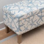 Linon Stephanie Cream and Light Blue Starfish Fully Upholstered Bench with Hidden Interior Storage - Image 4