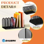 2 Pack 7-Section Metal Upright File Sorter Organizer，Office Small Letter Sorter Desktop File Organizer Metal Mesh Iron Sole, Black - Image 5