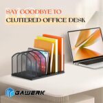 2 Pack 7-Section Metal Upright File Sorter Organizer，Office Small Letter Sorter Desktop File Organizer Metal Mesh Iron Sole, Black - Image 7