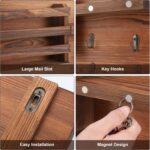 Decorative Key Hanging Rack with 10 Hooks – Easy Install Natural Wooden Key and Mail Holder for Wall Mount – Entryway Decor Rack with Shelf (Brown) - Image 4