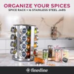 FineDine: Stainless steel round spice rack 16 Pack - Image 3
